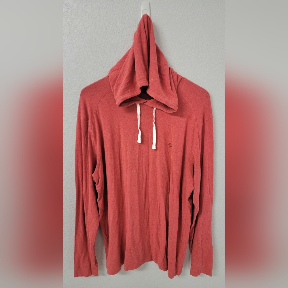Duck Camp Salmon Red Lightweight Outdoors Drawstring Hood Pullover Men's XL